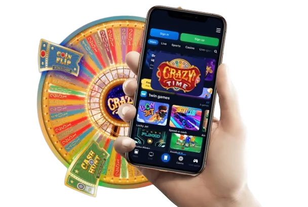Crazy Time Geldrad auf einem mobilen Bildschirm