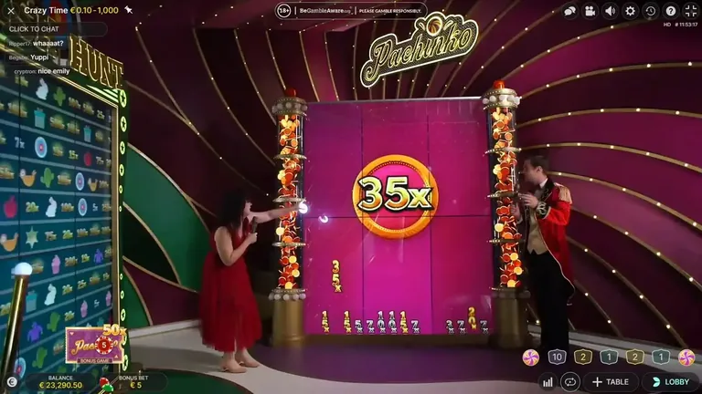 Crazy Pachinko Bonusspiel mit Puck und Multiplikatorfeldern