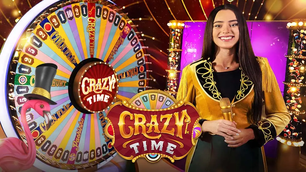 Crazy Time Live-Stream mit Moderator und Rad
