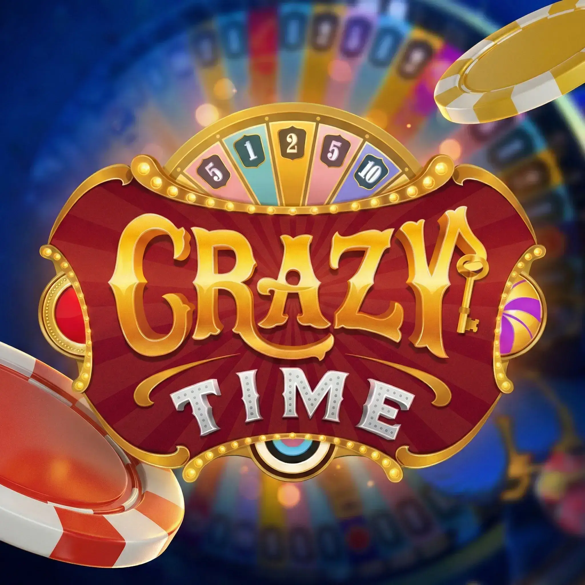 Crazy Time Rad mit Nummern 1, 2, 5, 10 und Bonus-Runden